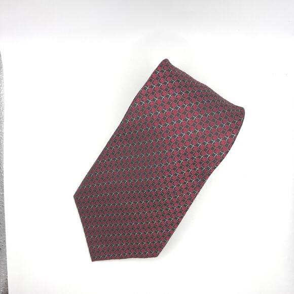 Van Heusen -Men’s Tie 60”-Long Red Black Geometric Design- Silk Handmade Necktie - Picture 5 of 5